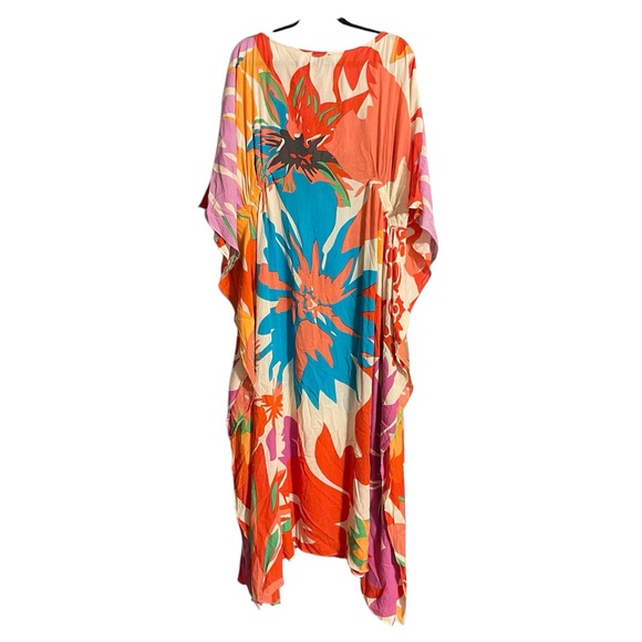 Saachi Multicolor Floral Kaftan Maxi Dress O/S - Picture 3 of 4
